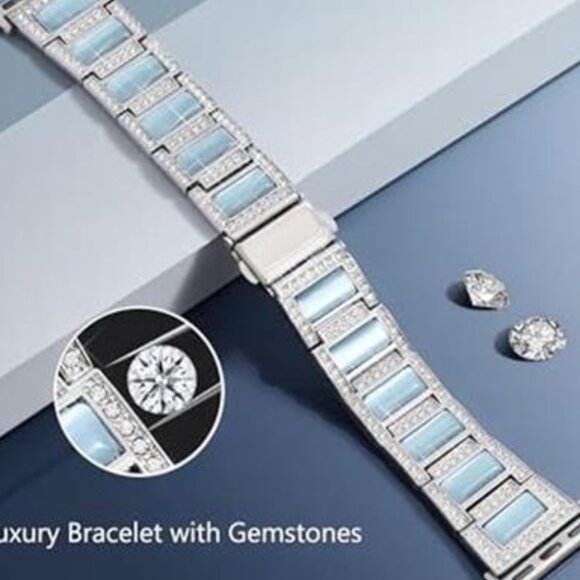 NEW Blue/Silver Luxury Dressy Apple Watch Band